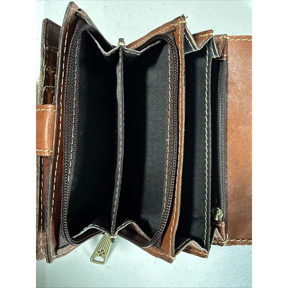 Patricia Nash Tri-fold Wallet Italian Leather Cametti Tropical Gold Floral